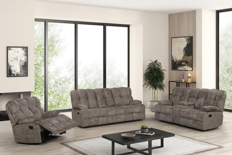 Martina Brown Fabric 3-Piece Reclining Set front view