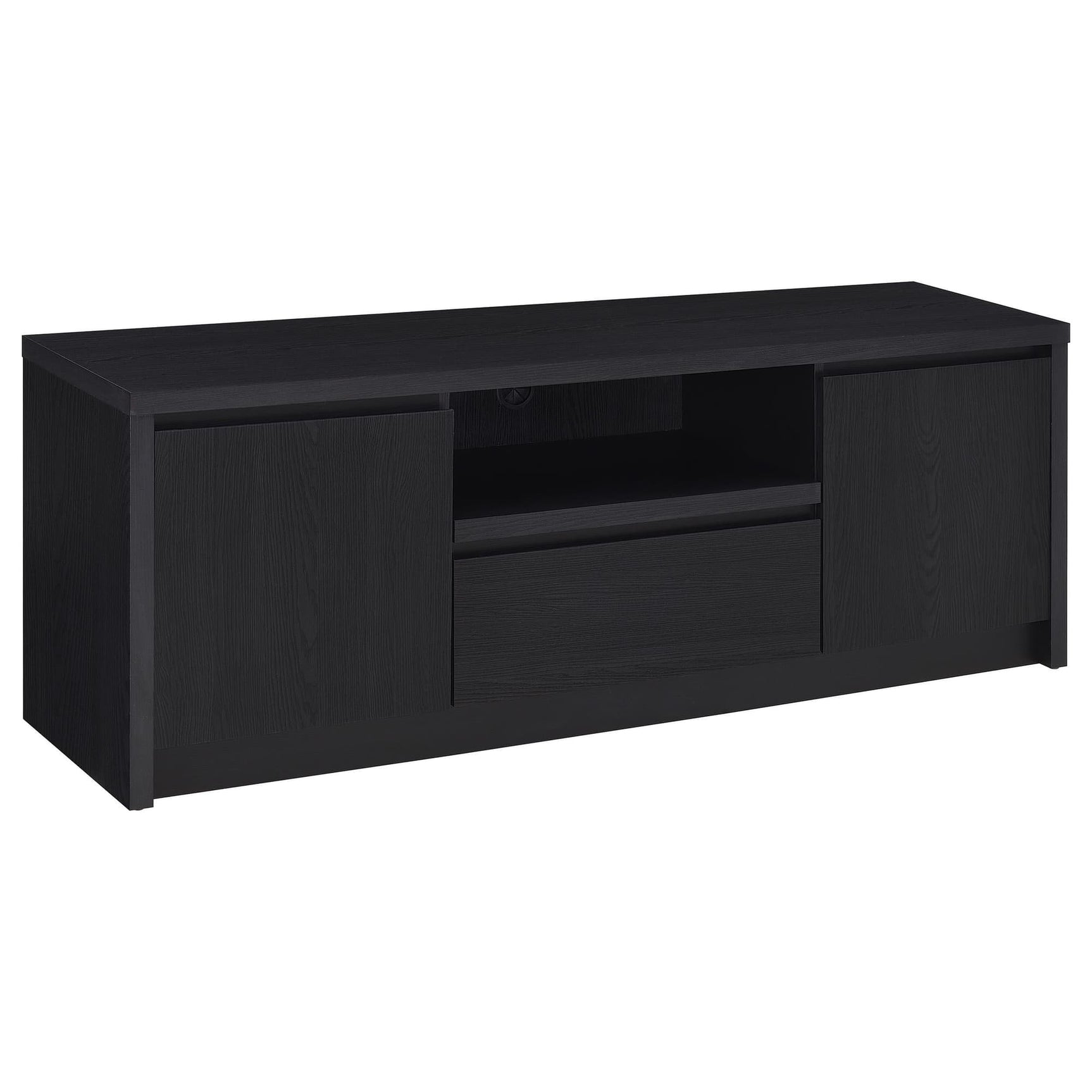 Winfield 60-inch black 2-door TV stand front view