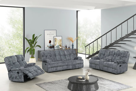 Martina Charcoal Fabric 3-Piece Reclining Set front view