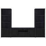 Winfield 3-piece black entertainment center front view