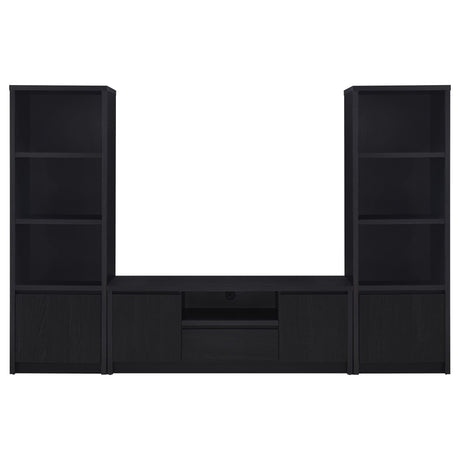 Winfield 3-piece black entertainment center front view