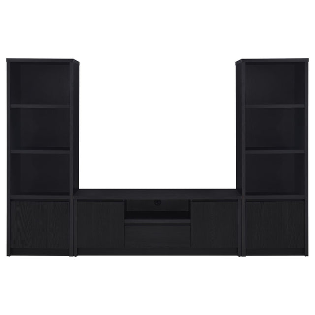 Winfield 3-piece black entertainment center front view