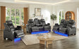 Tesla gray gel leather 3-piece power reclining set front view