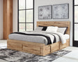 Hyanna Tan King Panel Storage Bed angled view