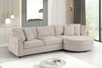 Front view of Elva Beige Sectional Sofa with reversible chaise in beige fabric