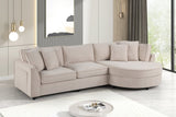 Front view of Elva Beige Sectional Sofa with reversible chaise in beige fabric