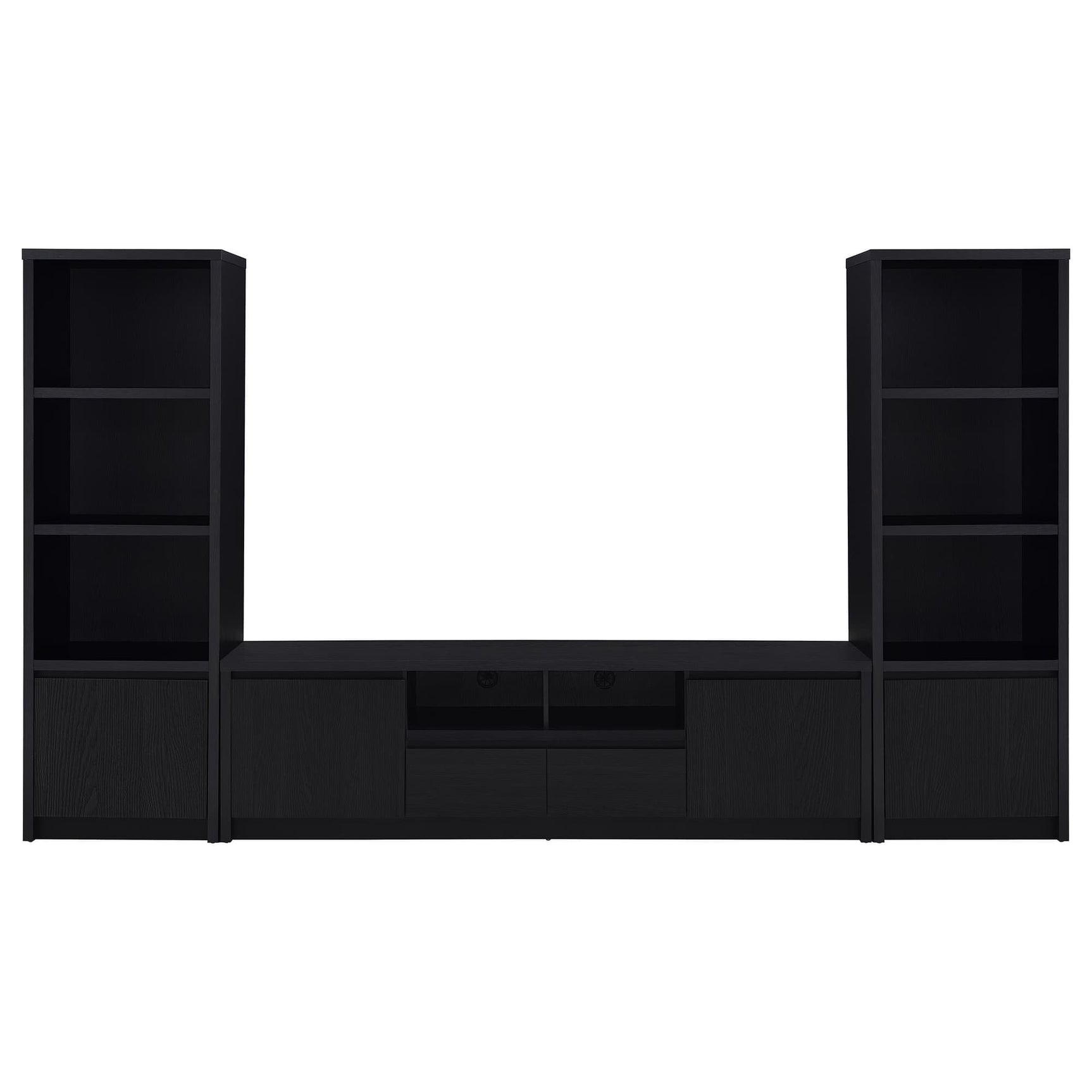 Winfield 3-piece Entertainment Center with 78-inch TV stand in black, front view
