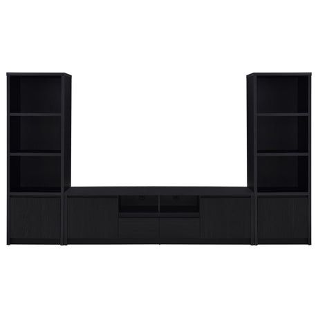 Winfield 3-piece Entertainment Center with 78-inch TV stand in black, front view
