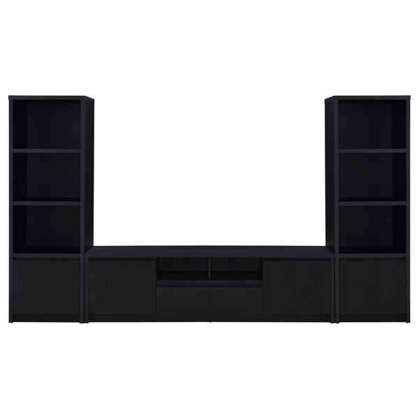Winfield 3-piece Entertainment Center with 78-inch TV stand in black, front view