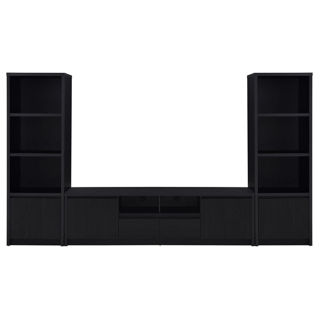 Winfield 3-piece Entertainment Center with 78-inch TV stand in black, front view