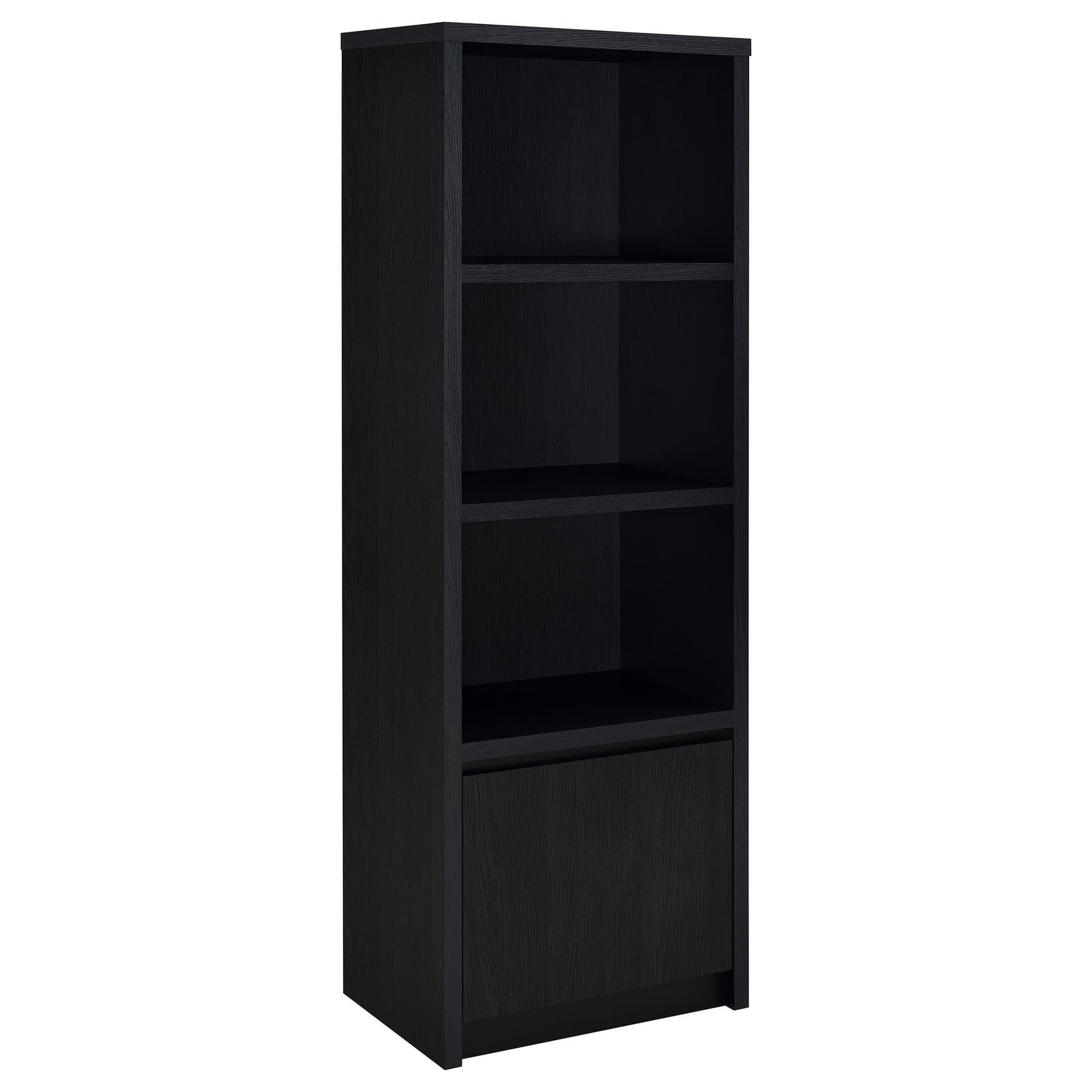 Winfield 3-shelf media tower in black, front view