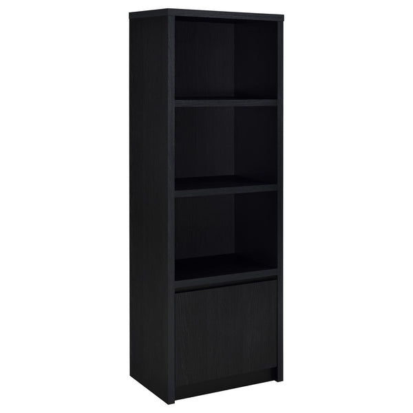 Winfield 3-shelf media tower in black, front view