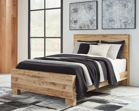 Hyanna Tan King Panel Bed front view