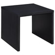 Knapp black engineered wood square side table, front view