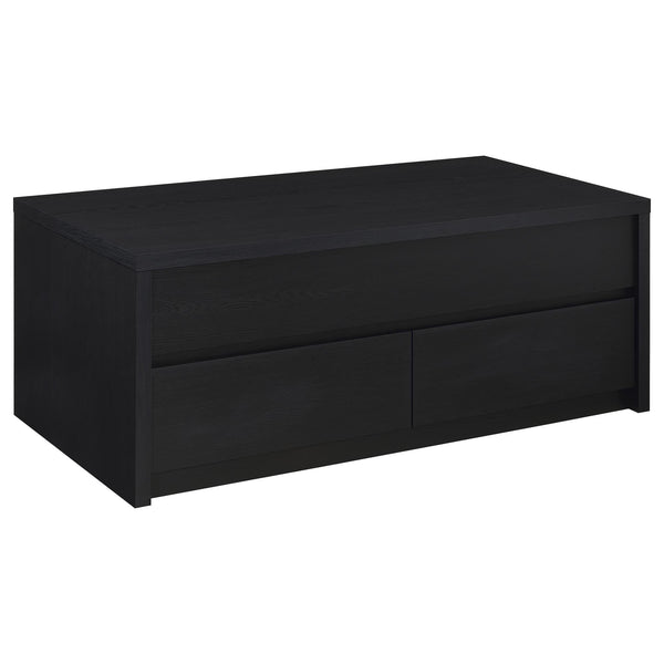 Knapp Lift Top Coffee Table with Dual Drawers Black front view