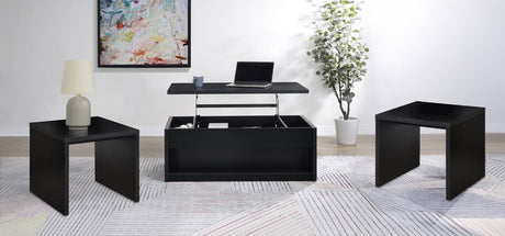 Knapp 3-piece Lift Top Coffee Table Set black finish, front angle