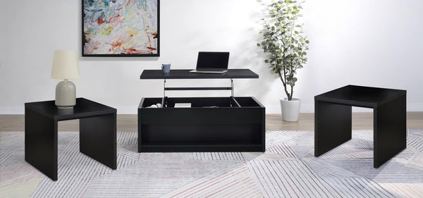 Knapp 3-piece Lift Top Coffee Table Set black finish, front angle