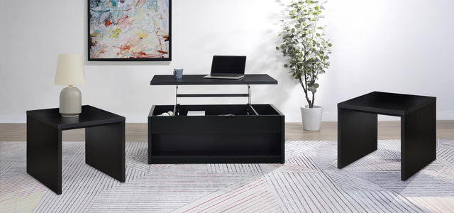 Knapp 3-piece Lift Top Coffee Table Set black finish, front angle