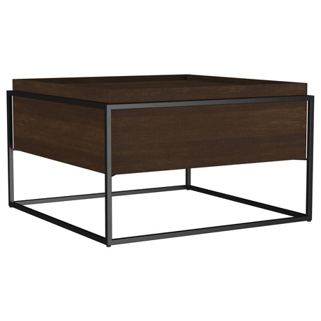 Fulton coffee table 30-inch square top in dark brown mango wood