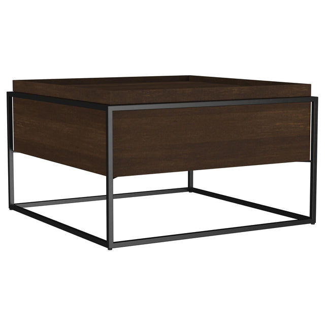 Fulton coffee table 30-inch square top in dark brown mango wood