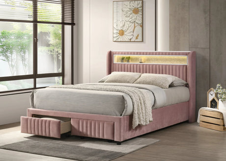 Cupid Pink Fabric Full Platform Bed - front view