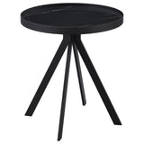 Briggs round black end table with marble printed tempered glass top