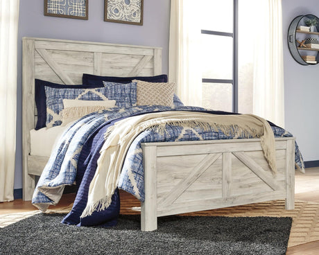 Bellaby Whitewash Queen Crossbuck Panel Bed front view