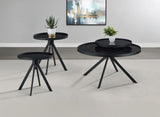 Briggs 3-piece round coffee and end table set with black metal frame front view