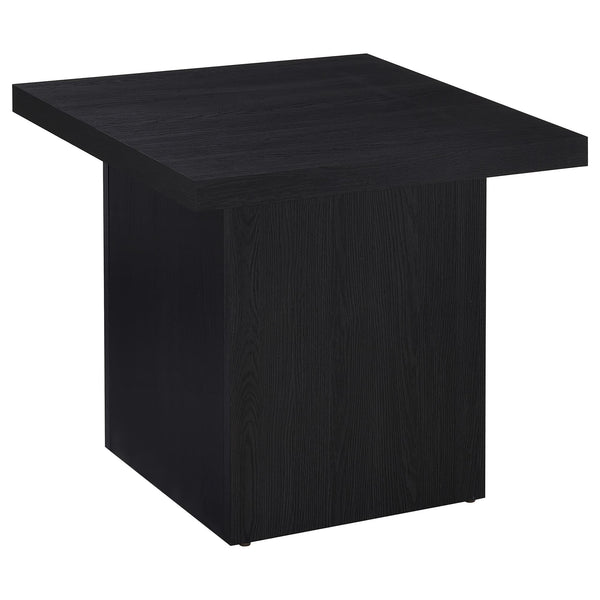 Max Square black engineered laminate end side table front view