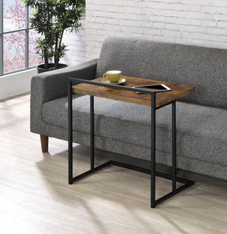 Front view of Dani Rectangular Snack Table with metal base