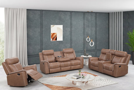 Sofia Brown 3-Piece Reclining Set front view