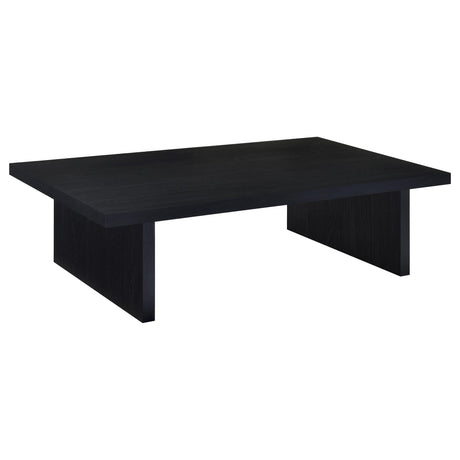 Max rectangular black engineered laminate coffee table, top view