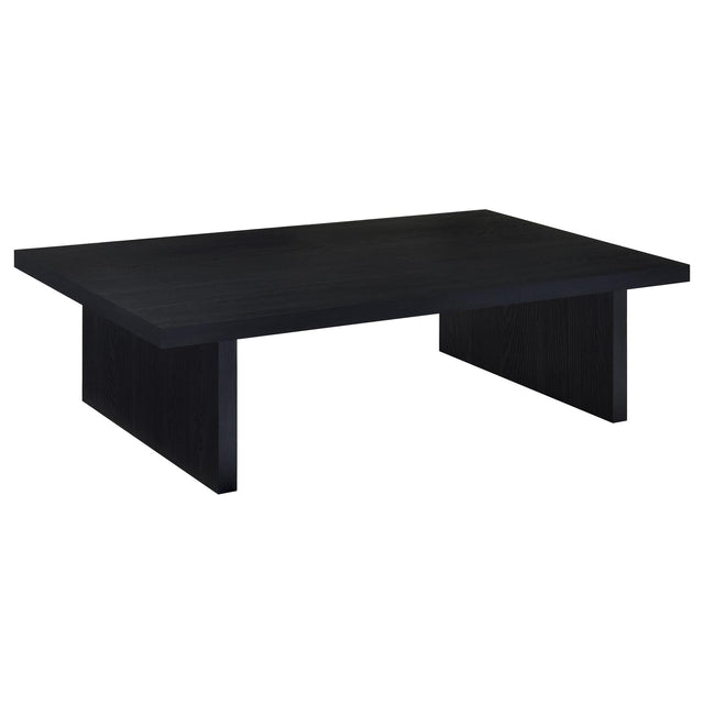 Max rectangular black engineered laminate coffee table, top view
