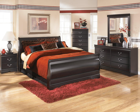 Huey Vineyard Black Queen Sleigh Bed front view