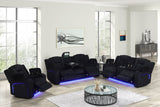 Hulk Black Fabric 3-Piece Reclining Sofa Set front view