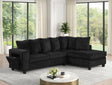 Side view of Fiven Black Reversible Sectional sofa