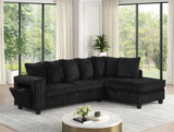 Side view of Fiven Black Reversible Sectional sofa