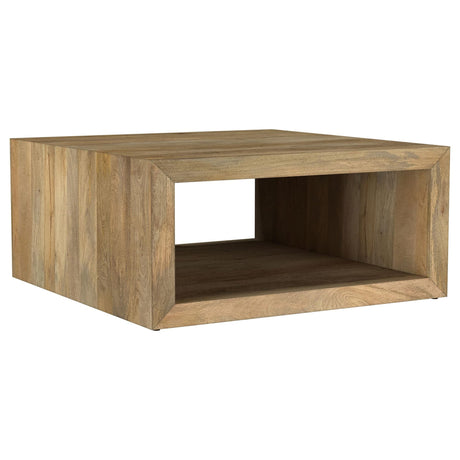 Benton Square Coffee Table solid mango wood natural finish front angle