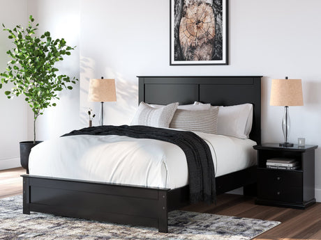 Maribel Black Queen Panel Bed Front View
