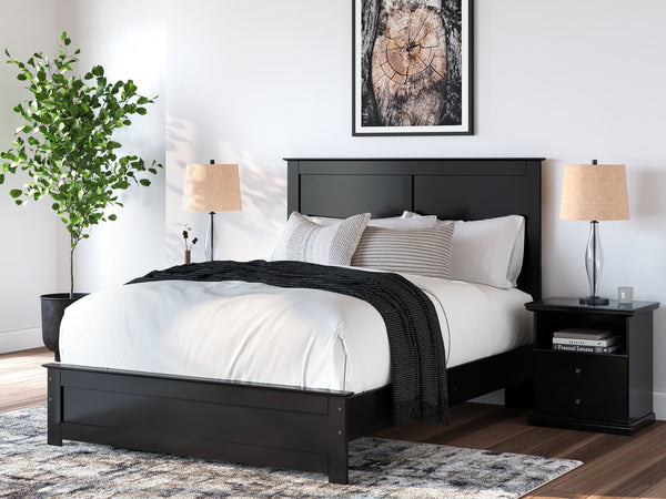 Maribel Black Queen Panel Bed Front View