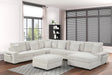 Bazooka Beige 7-Piece Sectional sofa front view in beige corduroy