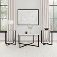Tobin marble top coffee table with black crisscross iron base