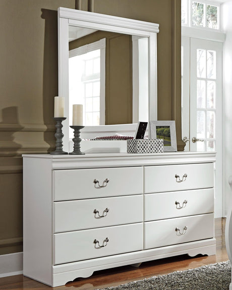 Anarasia White Dresser and Mirror front angle