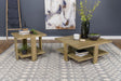 Dawn 2-piece round coffee and end table set mango brown front view