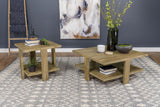 Dawn 2-piece round coffee and end table set mango brown front view