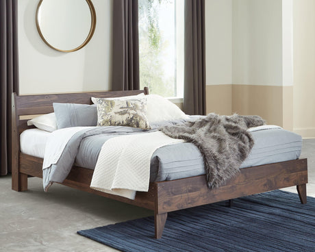 Calverson Mocha Queen Panel Platform Bed - angled view