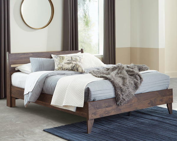 Calverson Mocha Queen Panel Platform Bed - angled view
