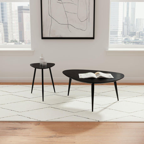 Odessa 2-piece Triangular Coffee and End Table Set Black - front angle view