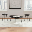 Odessa 3-piece black mango wood and iron triangular coffee and end table set