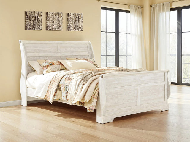 Willowton Whitewash King Sleigh Bed front view